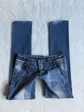 2000s Low Rise Skinny Jeans w/ Triple Button